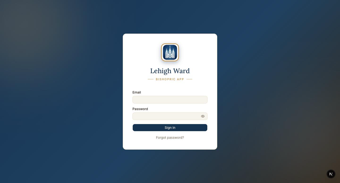 Bishopric App planner